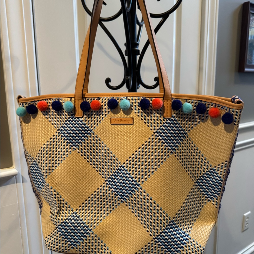 Vera Bradley Blue and Tan Checkered Tote